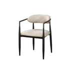HomeRoots Lot de deux chaises de salle à manger avec accoudoirs, dossier ouvert, en tissu rembourré beige et noir