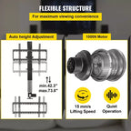 Élévateur TV automatique VEVOR, course de 78,7 cm pour écrans jusqu'à 60 pouces, hauteur réglable 106,7-185,4 cm, télécommandé, supporte 60 kg, noir