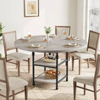 Table de salle à manger ronde - 119 cm pour 4 à 6 personnes, table de cuisine spacieuse avec structure robuste et pieds réglables