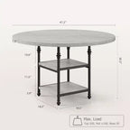 Table de salle à manger ronde - 119 cm pour 4 à 6 personnes, table de cuisine spacieuse avec structure robuste et pieds réglables