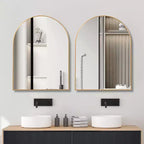 Miroir mural de salle de bain arqué Whisen 30x40 pouces, verre HD premium, cadre en aluminium brossé