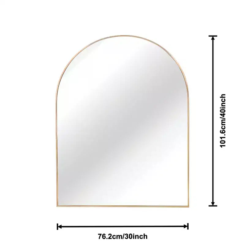 Miroir mural de salle de bain arqué Whisen 30x40 pouces, verre HD premium, cadre en aluminium brossé