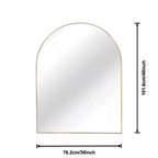 Miroir mural de salle de bain arqué Whisen 30x40 pouces, verre HD premium, cadre en aluminium brossé