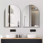 Miroir mural de salle de bain arqué Whisen 30x40 pouces, verre HD premium, cadre en aluminium brossé