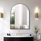 Whisen 30x40 Inch Arched Bathrrom Wall Mirror, Premium HD Glass, Brushed Aluminum Frame