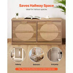Banc à chaussures VEVOR pour entrée, 98,8 x 23,9 x 50 cm, aspect rotin, avec tiroirs basculants, capacité de 200 kg, meuble de rangement pour chaussures avec coussin, marron