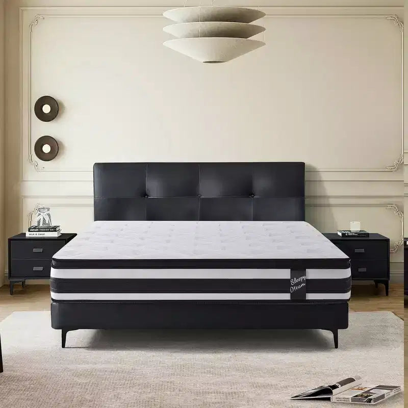 GDFStudio Cecil, matelas hybride à plateau-coussin avec ressorts ensachés individuels, en mousse à mémoire de forme respirante de 30,5 cm et revêtement tricoté