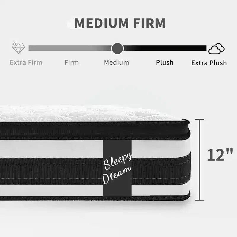 GDFStudio Cecil, matelas hybride à plateau-coussin avec ressorts ensachés individuels, en mousse à mémoire de forme respirante de 30,5 cm et revêtement tricoté