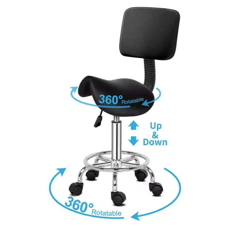 Tabouret de selle pivotant Chaise de salon réglable Chaise de spa de massage de tatouage hydraulique avec dossier