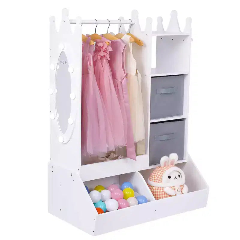 Meuble de rangement pour déguisements de filles - Comprend lumière, miroir, penderie et bac de rangement