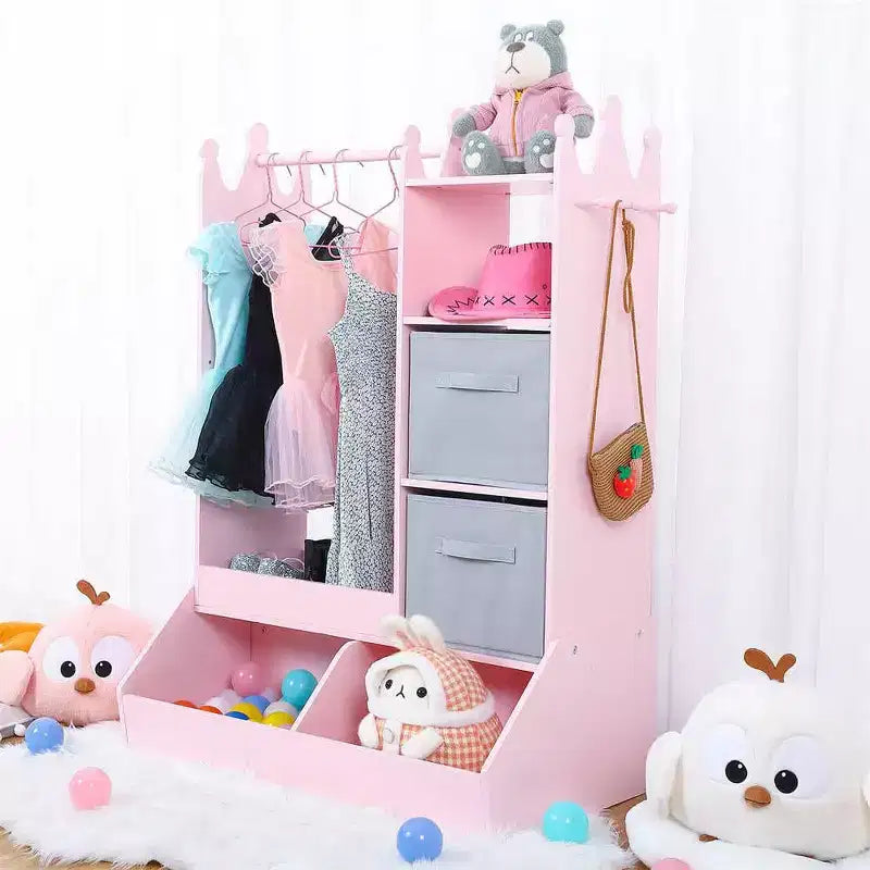 Meuble de rangement pour déguisements de filles - Comprend lumière, miroir, penderie et bac de rangement