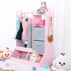 Meuble de rangement pour déguisements de filles - Comprend lumière, miroir, penderie et bac de rangement