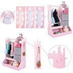 Meuble de rangement pour déguisements de filles - Comprend lumière, miroir, penderie et bac de rangement
