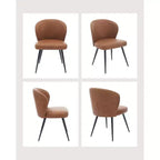 Lot de 2 chaises de salle à manger capitonnées GustoWave Mid-Century, chaises de cuisine modernes en forme de coquille, similicuir avec surpiqûres
