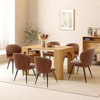 Lot de 2 chaises de salle à manger capitonnées GustoWave Mid-Century, chaises de cuisine modernes en forme de coquille, similicuir avec surpiqûres