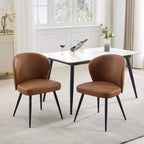 Lot de 2 chaises de salle à manger capitonnées GustoWave Mid-Century, chaises de cuisine modernes en forme de coquille, similicuir avec surpiqûres