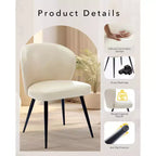 Lot de 2 chaises de salle à manger capitonnées GustoWave Mid-Century, chaises de cuisine modernes en forme de coquille, similicuir avec surpiqûres