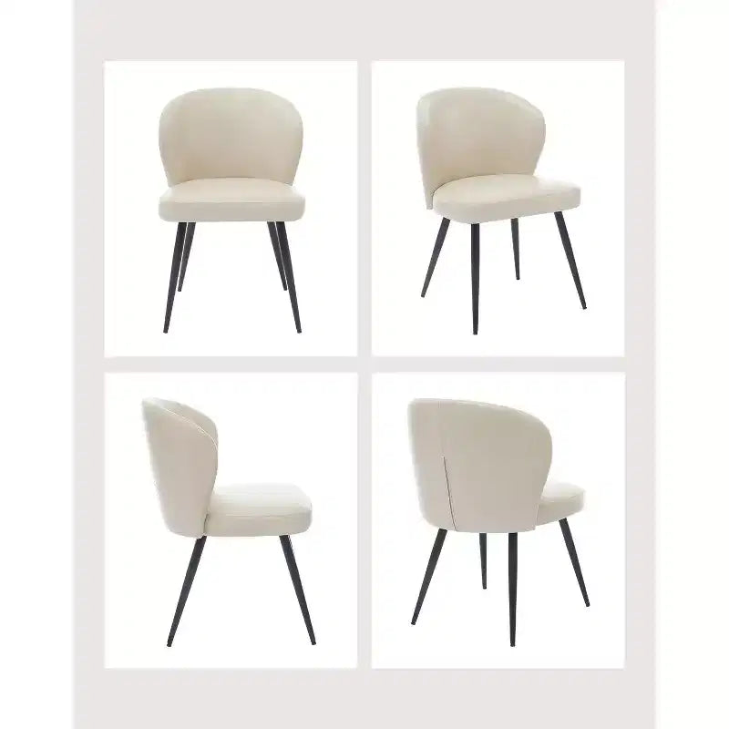 Lot de 2 chaises de salle à manger capitonnées GustoWave Mid-Century, chaises de cuisine modernes en forme de coquille, similicuir avec surpiqûres