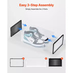 VEVOR Boîtes de Rangement pour Chaussures, Lot de 12 Organiseurs de Rangement Empilables, Adaptées jusqu'à la Taille US 11, Noir&Transparent