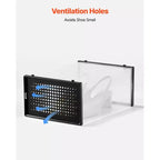 VEVOR Boîtes de Rangement pour Chaussures, Lot de 12 Organiseurs de Rangement Empilables, Adaptées jusqu'à la Taille US 11, Noir&Transparent