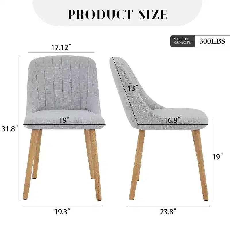 Lot de 2 Chaises de Salle à Manger Rembourrées avec Pieds en Chêne - Capacité de Charge 136 kg, Chaise avec Dossier Courbé en Lin