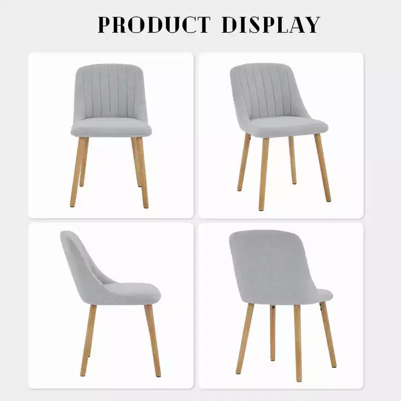 Lot de 2 Chaises de Salle à Manger Rembourrées avec Pieds en Chêne - Capacité de Charge 136 kg, Chaise avec Dossier Courbé en Lin