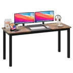 Computer Desk Gaming Desk 63 Inch - Large Writing Table with Metal Legs, Black Wood Home Office Desk, Multi-Function Workstation