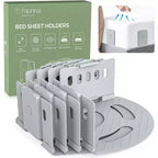 Faunna Bed Lock Sheet Holders, Upgrade Straps Keep Sheets Firm & Tight, Fitted Sheet Clips for Corners, Easy One-Time Installation, Grey