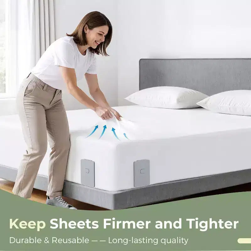 Faunna Attaches Drap de Lit, Sangles Améliorées pour Maintenir les Draps Fermes et Tendus, Pinces à Drap-housse pour Coins, Installation Facile en une Seule Fois, Gris