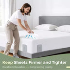 Faunna Attaches Drap de Lit, Sangles Améliorées pour Maintenir les Draps Fermes et Tendus, Pinces à Drap-housse pour Coins, Installation Facile en une Seule Fois, Gris