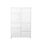 MAYEERTY Bibliothèque avec panneau perforé et tiroir, étagère à 9 compartiments pour salon, blanc