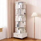 MAYEERTY Bibliothèque d'angle à écran 360° pour petits espaces, étagère de rangement à 6 niveaux avec roulettes pour salon, chambre, blanc