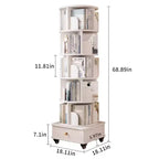 MAYEERTY Bibliothèque d'angle à écran 360° pour petits espaces, étagère de rangement à 6 niveaux avec roulettes pour salon, chambre, blanc