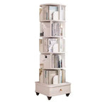 MAYEERTY Bibliothèque d'angle à écran 360° pour petits espaces, étagère de rangement à 6 niveaux avec roulettes pour salon, chambre, blanc