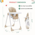 Chaises hautes pliantes pour bébés et tout-petards avec plateau amovible, chaises hautes légères pour bébés, harnais de sécurité 5 points, plusieurs positions d'inclinaison