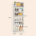 Organisateur de garde-manger à suspendre, étagère à épices murale, rangement suspendu pour garde-manger, 6 paniers réglables en métal robuste pour cuisine domestique, porte arrière