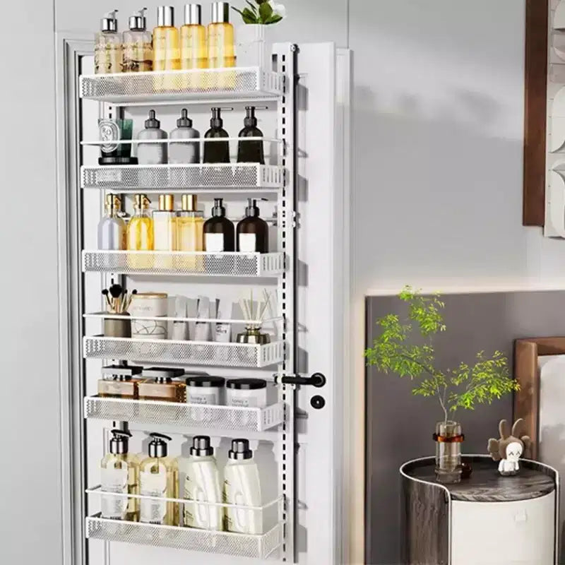 Organisateur de garde-manger à suspendre, étagère à épices murale, rangement suspendu pour garde-manger, 6 paniers réglables en métal robuste pour cuisine domestique, porte arrière
