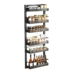 Over The Door Pantry Organizer, Wall Mount Spice Rack, Pantry Hanging Storage, 6 Adjustable Baskets Heavy-Duty Metal for Home Kitchen Back