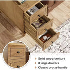 Table d'appoint Lantine en bois massif, table d'appoint étroite entièrement assemblée avec tiroirs, table de chevet pré-assemblée pour le salon