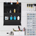 Storage Cabinet, Wall-Mounted 3-Tier Organizer with Paper Towel Rack - Garage Tool Cabinet for Shop/Trailer, Black