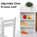 Bureau d'étude pour enfants avec chaise et étagère - Ensemble bureau blanc avec tableau d'affichage, armoires de rangement pour les 3-8 ans