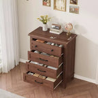 Commode de chambre à 4 tiroirs TROPOW, commode verticale de 88,4 cm de haut avec grand espace de rangement, armoire de rangement autoportante en bois pour chambre à coucher, salon, grise
