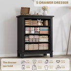 Commode de chambre à 4 tiroirs TROPOW, commode verticale de 88,4 cm de haut avec grand espace de rangement, armoire de rangement autoportante en bois pour chambre à coucher, salon, grise
