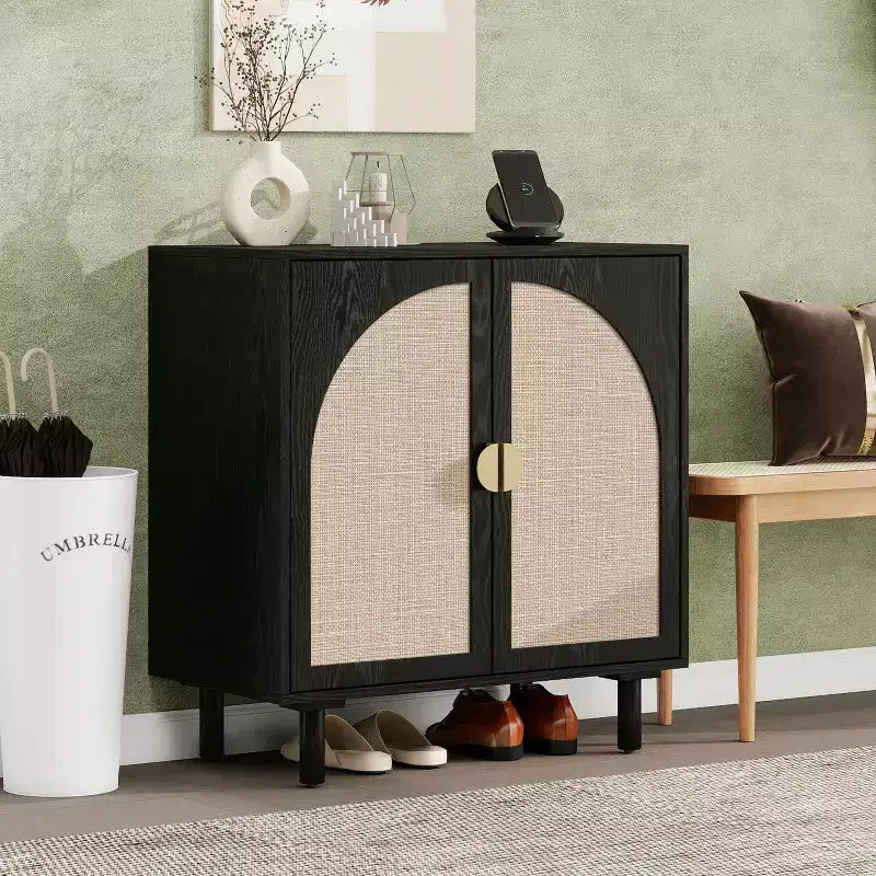 Buffet de salle à manger en bois Okak, meuble de rangement décoratif avec 2 portes et étagères réglables, console pour cuisine/salon/salle à manger