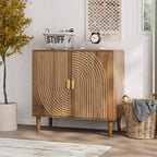 Buffet de salle à manger en bois Okak, meuble de rangement décoratif avec 2 portes et étagères réglables, console pour cuisine/salon/salle à manger