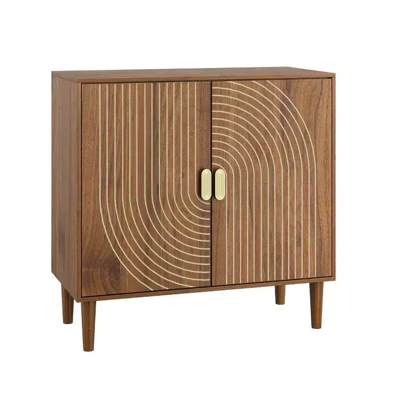 Buffet de salle à manger en bois Okak, meuble de rangement décoratif avec 2 portes et étagères réglables, console pour cuisine/salon/salle à manger