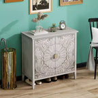 Buffet de salle à manger en bois Okak, meuble de rangement décoratif avec 2 portes et étagères réglables, console pour cuisine/salon/salle à manger