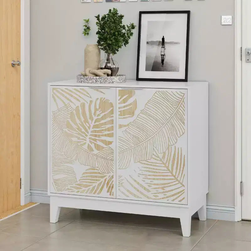 Buffet de salle à manger en bois Okak, meuble de rangement décoratif avec 2 portes et étagères réglables, console pour cuisine/salon/salle à manger