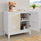 Buffet de salle à manger en bois Okak, meuble de rangement décoratif avec 2 portes et étagères réglables, console pour cuisine/salon/salle à manger