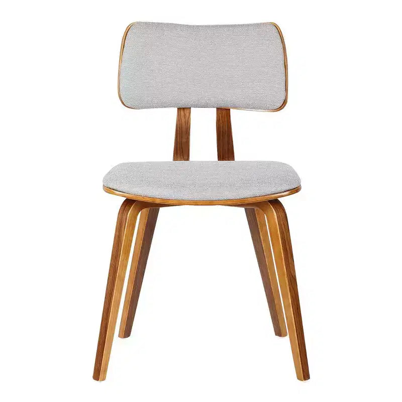 Armen Living, Chaise de salle à manger Jaguar mi-siècle en bois de noyer et tissu gris